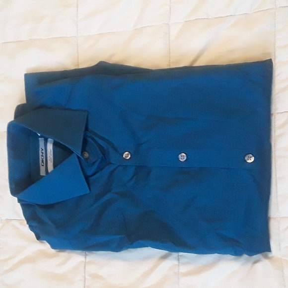 DKNY Slim Fit Coupe Cintree Dress Shirt Lagoon/Black Pinstripe 15 32/33 - Picture 7 of 9